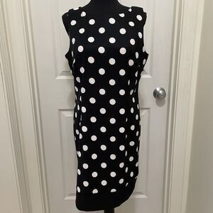 New Alyx Petite Dress 16P Black White Polka Dot Sleeveless Retro Party Dress NWT